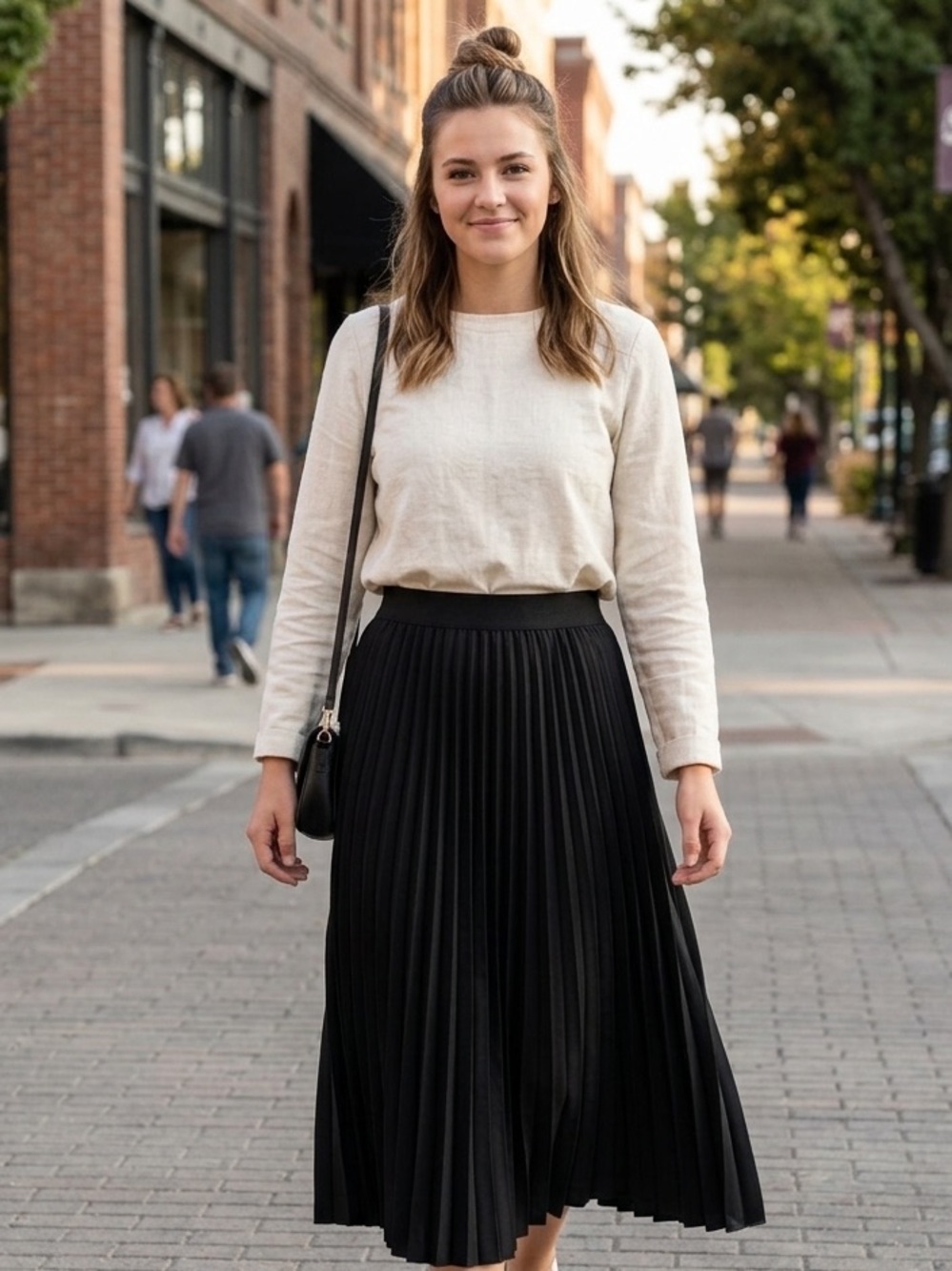 NWOT Black Pleated A-Line Midi Skirt